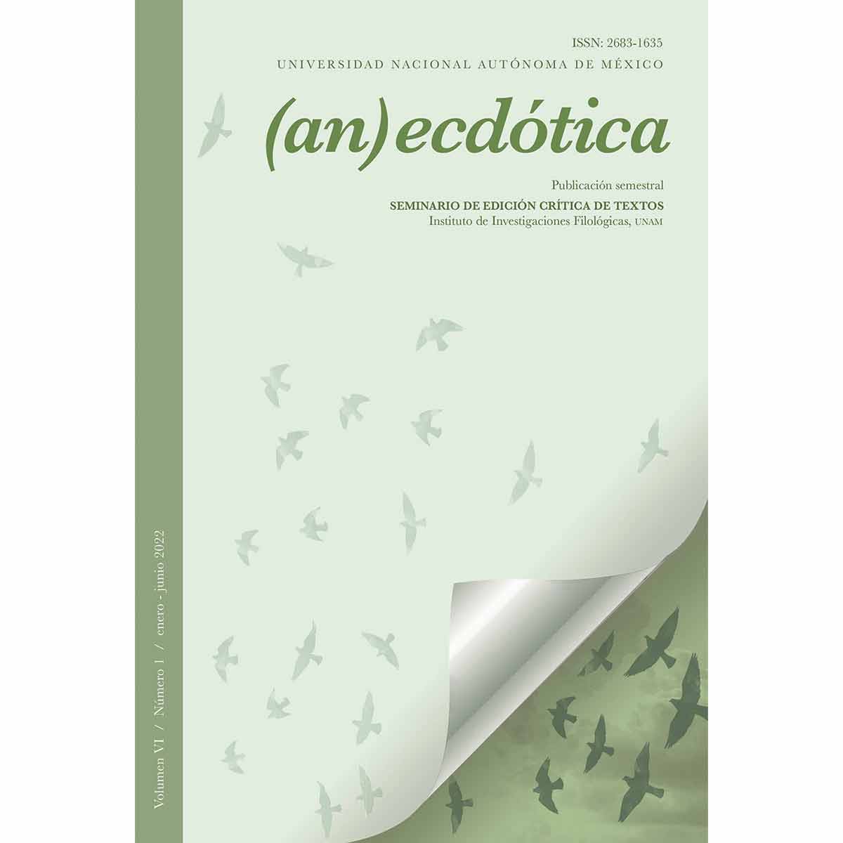 REVISTA (AN)ECDÓTICA VOLUMEN 6 NÚMERO 1