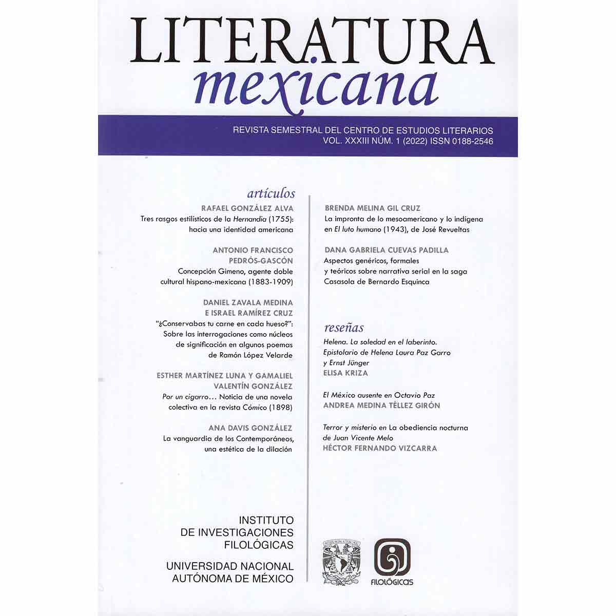 LITERATURA MEXICANA VOL. 33 N°1