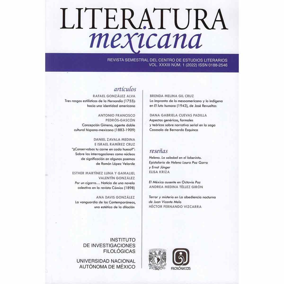 REVISTA LITERATURA MEXICANA VOLUMEN 33 NÚMERO 1