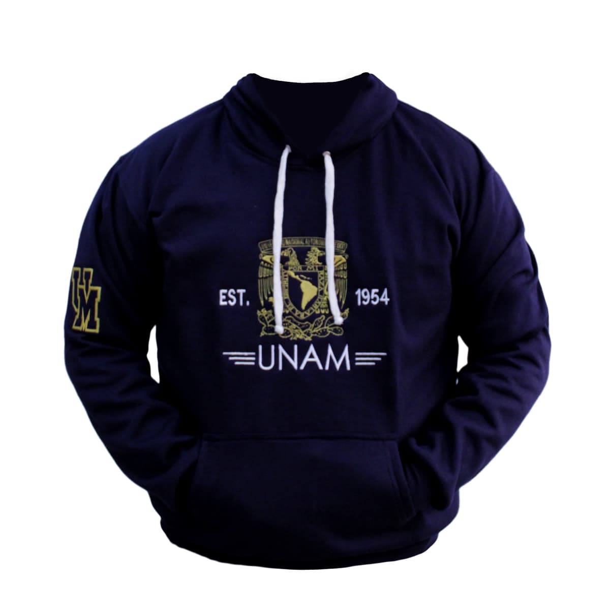 SUDADERA AZUL ESCUDO UNAM BORDADO EN DORADO