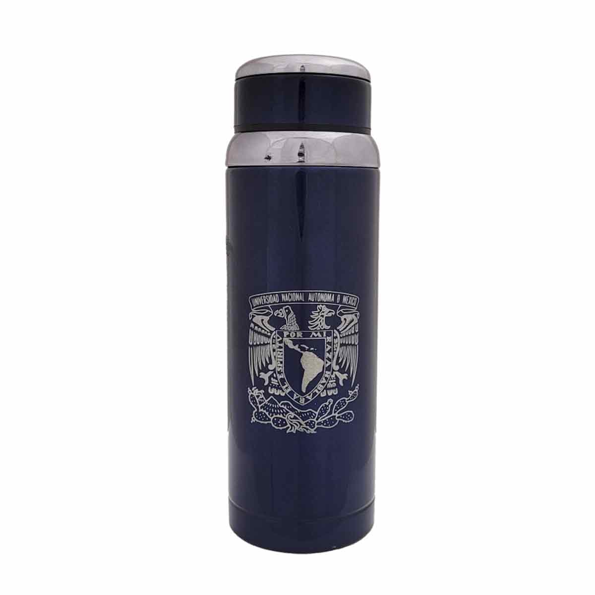 TERMO ACERO INOXIDABLE AZUL MARINO ESCUDO UNAM