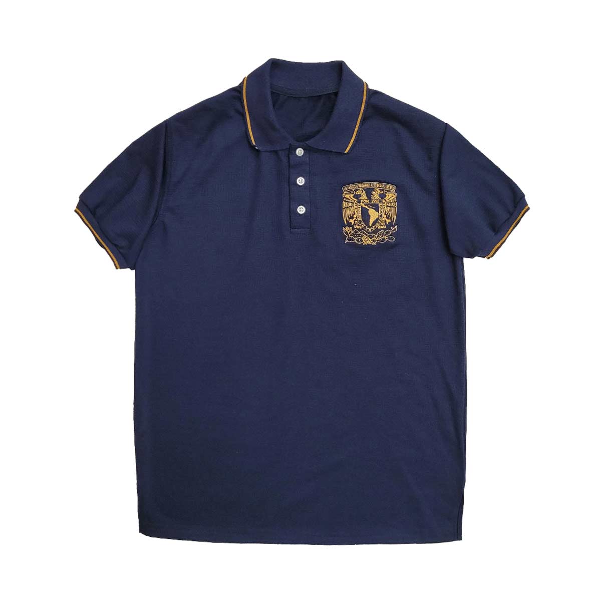 PLAYERA POLO MARINO ESCUDO UNAM DORADO