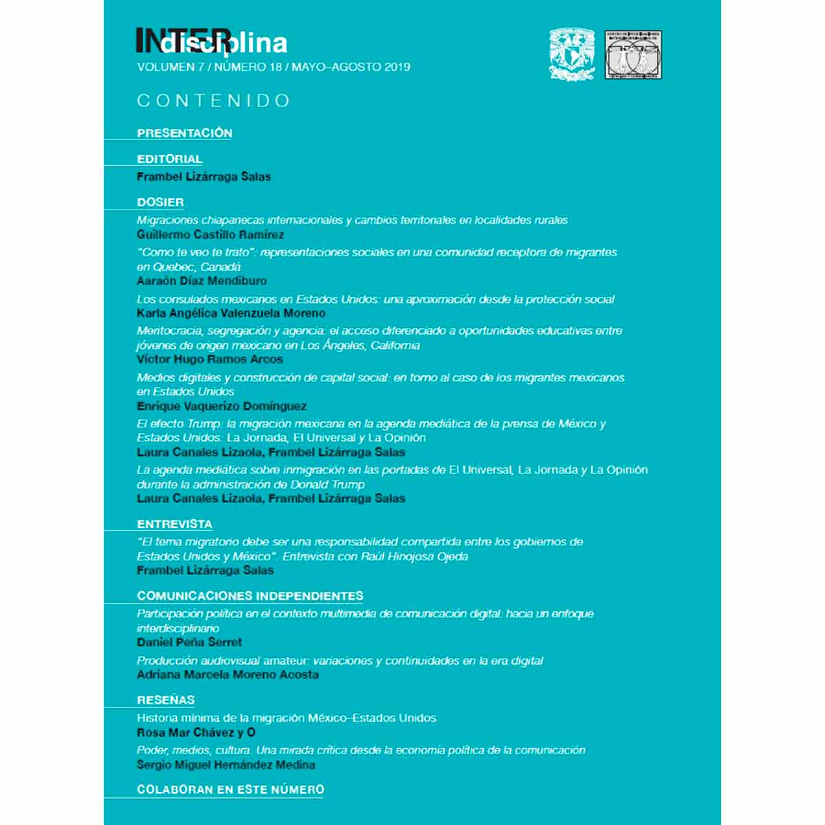 REVISTA INTERDISCIPLINA. MIGRACIONES. VOLÚMEN 7, NÚMERO 18, MAYO–AGOSTO 2019