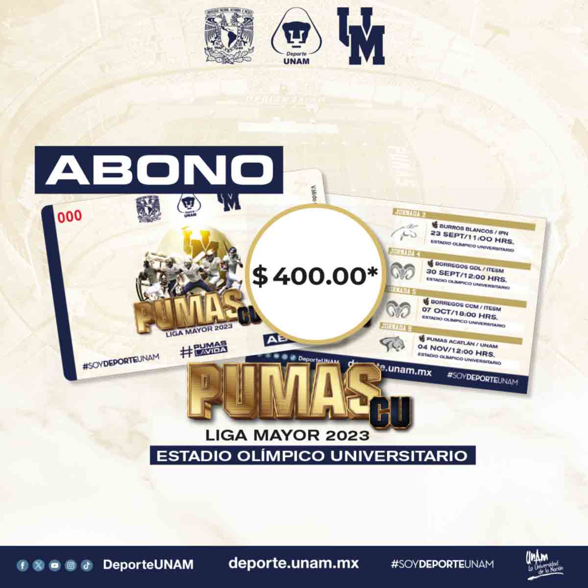 Abono Fútbol Americano Liga Mayor 2023