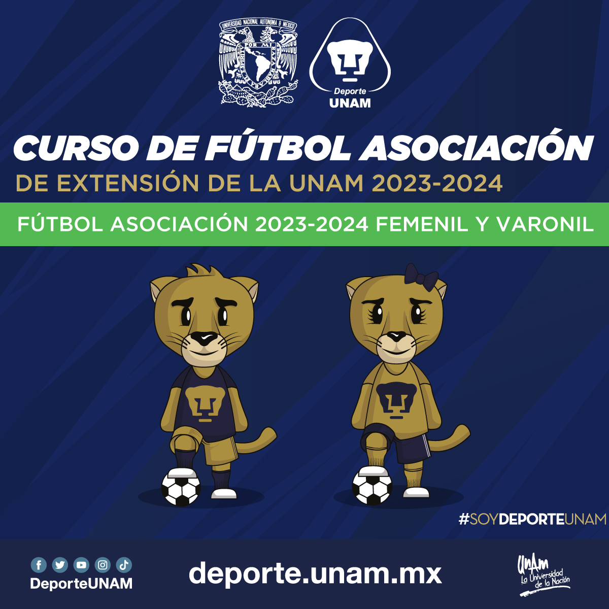 CURSO DE FÚTBOL ASOCIACIÓN (2023- 2024) FEMENIL Y VARONIL, 3 PRIMEROS PAGOS