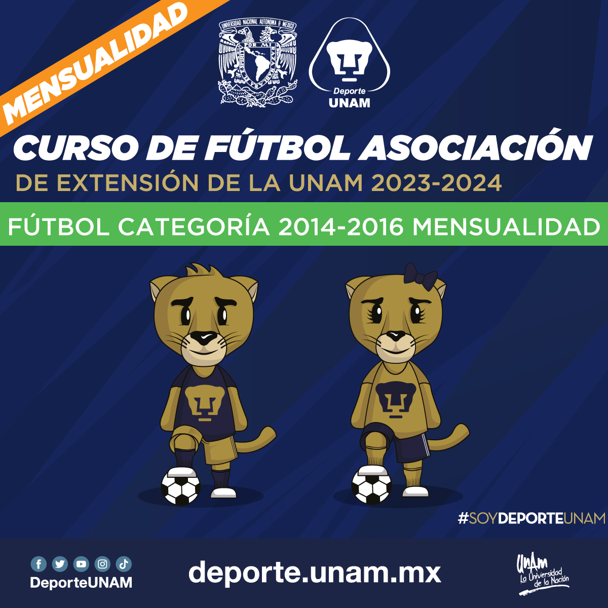 CURSO DE FUTBOL CATEGORÍA 2014- 2016 MENSUALIDAD