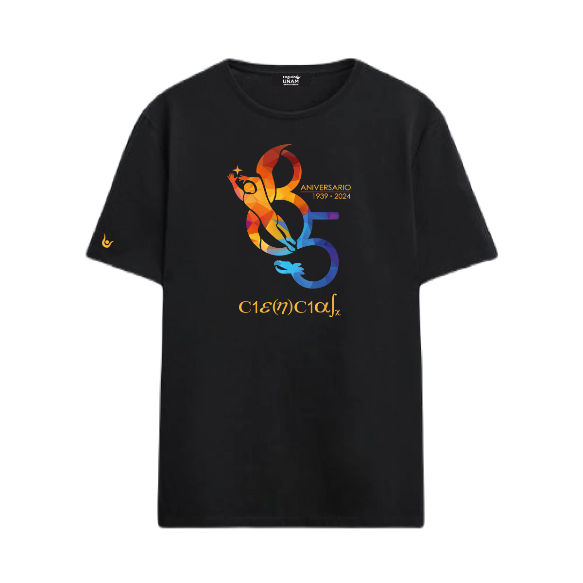 PLAYERA BÁSICA NEGRA ANIVERSARIO CIENCIAS