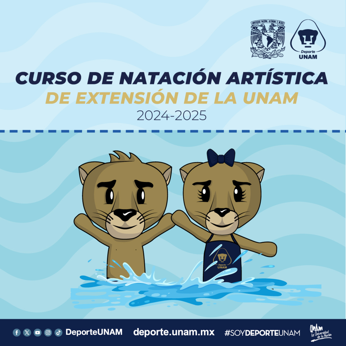 CURSO DE NATACIÓN ARTÍSTICA DE EXTENSIÓN DE LA UNAM 1 Y 2
