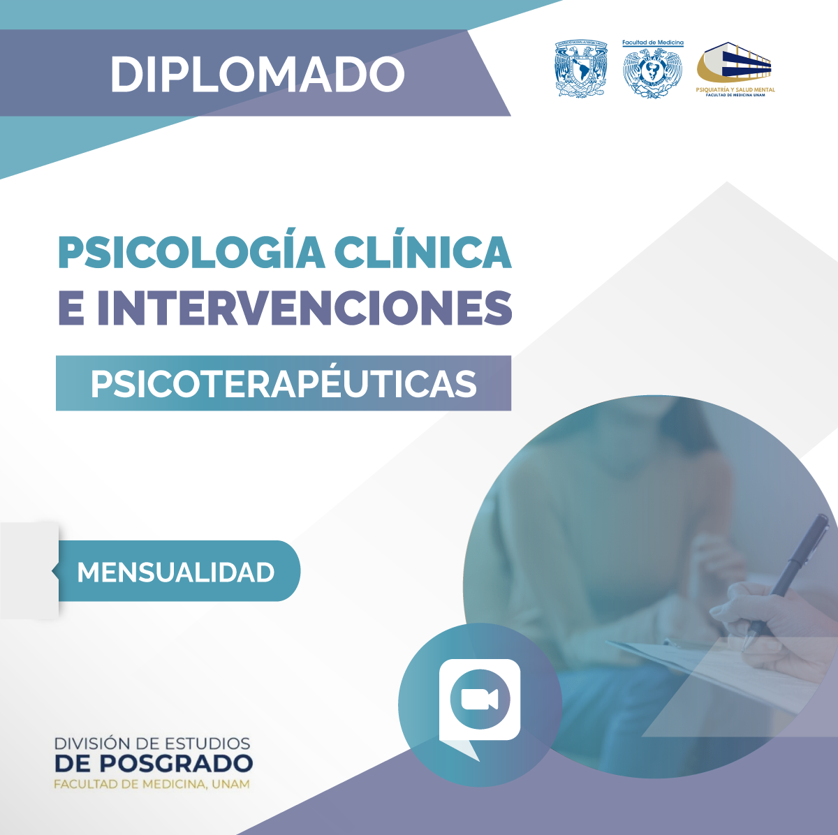 MENSUALIDAD DEL DIPLOMADO - PSICOLOGÍA CLÍNICA E INTERVENSIONES PSICOTERAPÚTICAS
