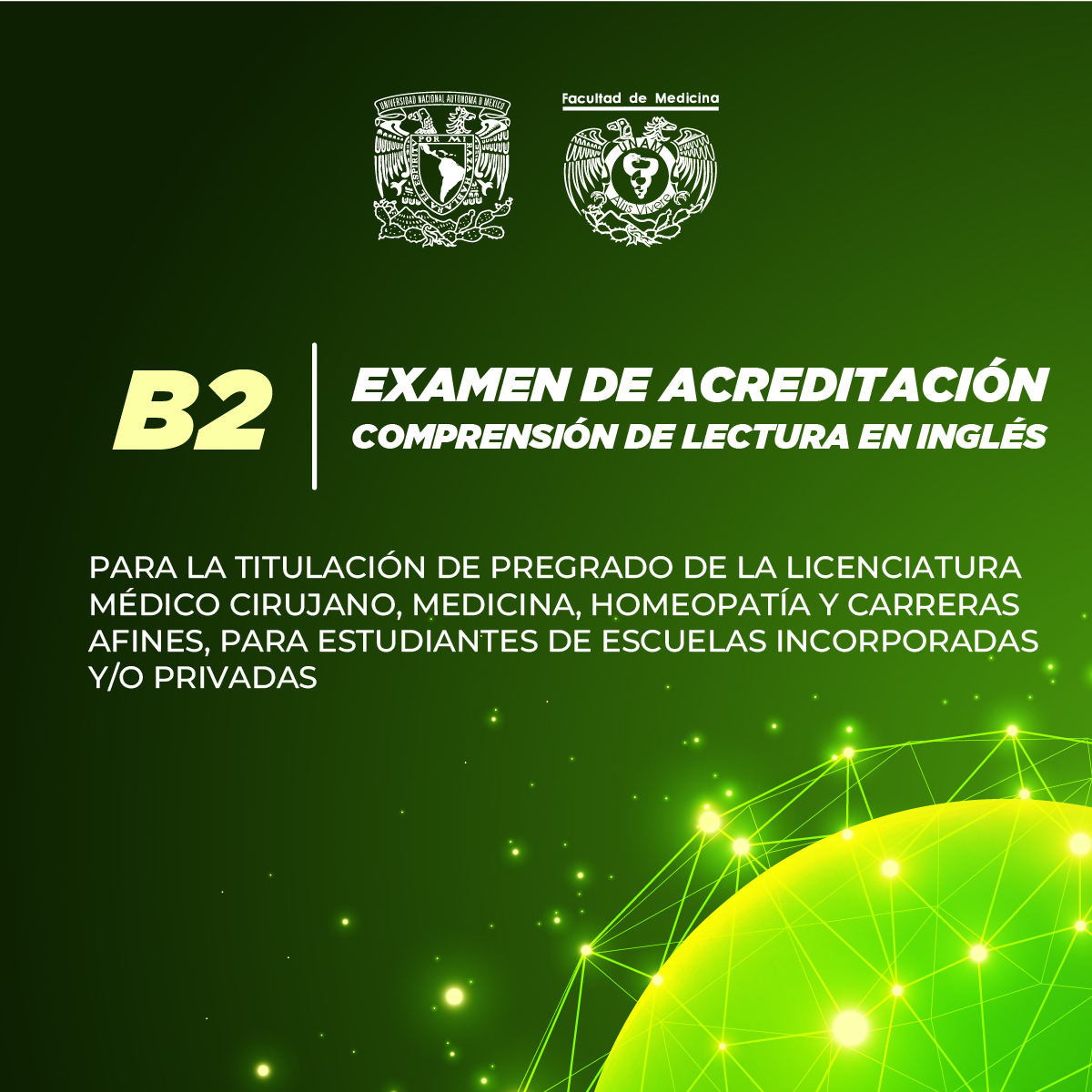 EXAMEN DE ACREDITACIÓN DE COMPRENSIÓN DE LECTURA EN INGLÉS B2 PARA LA TITULACIÓN DE PREGRADO DE LA LICENCIATURA MÉDICO CIRUJANO, MEDICINA, HOMEOPATÍA Y CARRERAS AFINES, PARA ESTUDIANTES DE ESCUELAS INCORPORADAS Y/O PRIVADAS