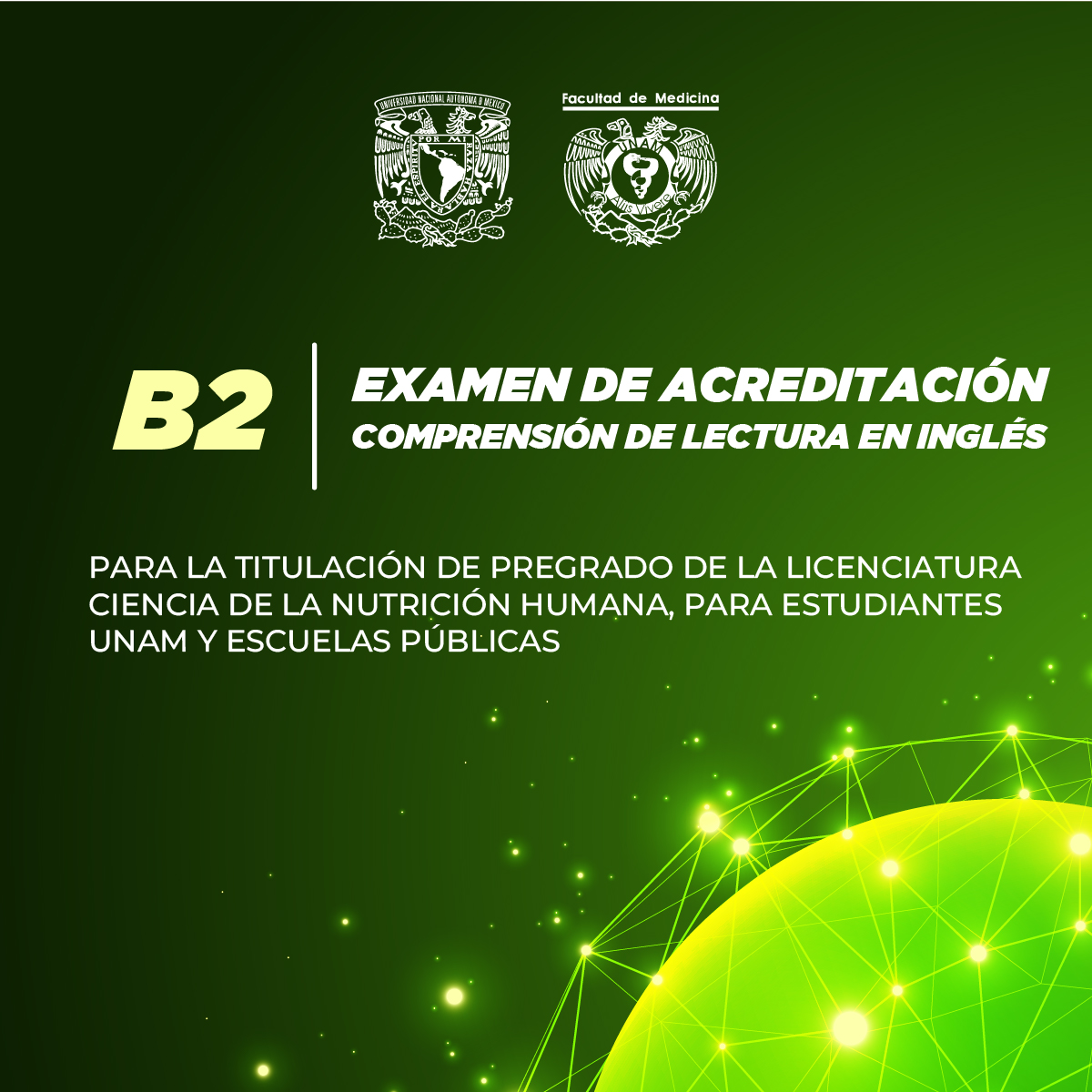 EXAMEN DE ACREDITACIÓN DE COMPRENSIÓN DE LECTURA EN INGLÉS B2 PARA LA TITULACIÓN DE PREGRADO DE LA LICENCIATURA CIENCIA DE LA NUTRICIÓN HUMANA, PARA ESTUDIANTES UNAM Y ESCUELAS PÚBLICAS