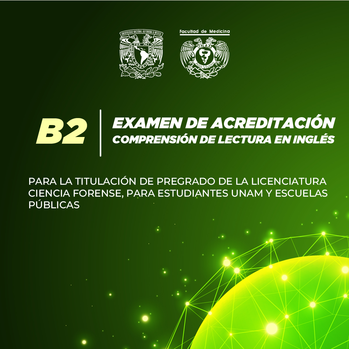EXAMEN DE ACREDITACIÓN DE COMPRENSIÓN DE LECTURA EN INGLÉS B2 PARA LA TITULACIÓN DE PREGRADO DE LA LICENCIATURA CIENCIA FORENSE, PARA ESTUDIANTES UNAM Y ESCUELAS PÚBLICAS