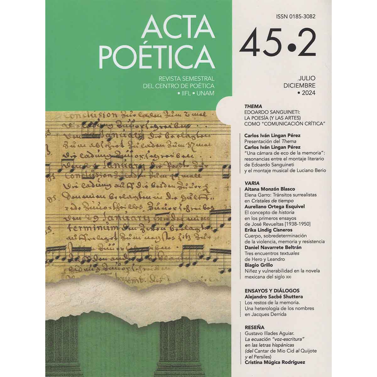 REVISTA ACTA POÉTICA VOLUMEN 45 NÚMERO 2