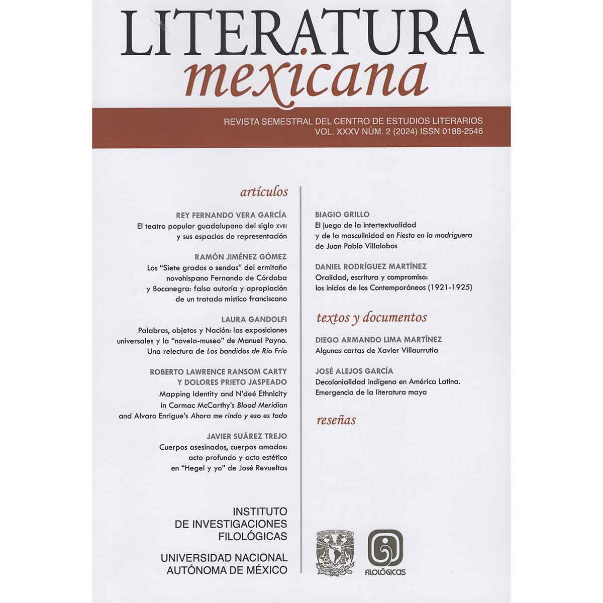 REVISTA LITERATURA MEXICANA VOLUMEN 35 NÚMERO 2