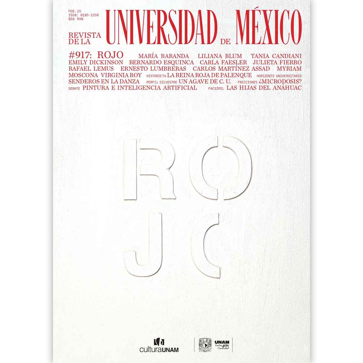 REVISTA DE LA UNIVERSIDAD DE MÉXICO, nro. 917 ROJO