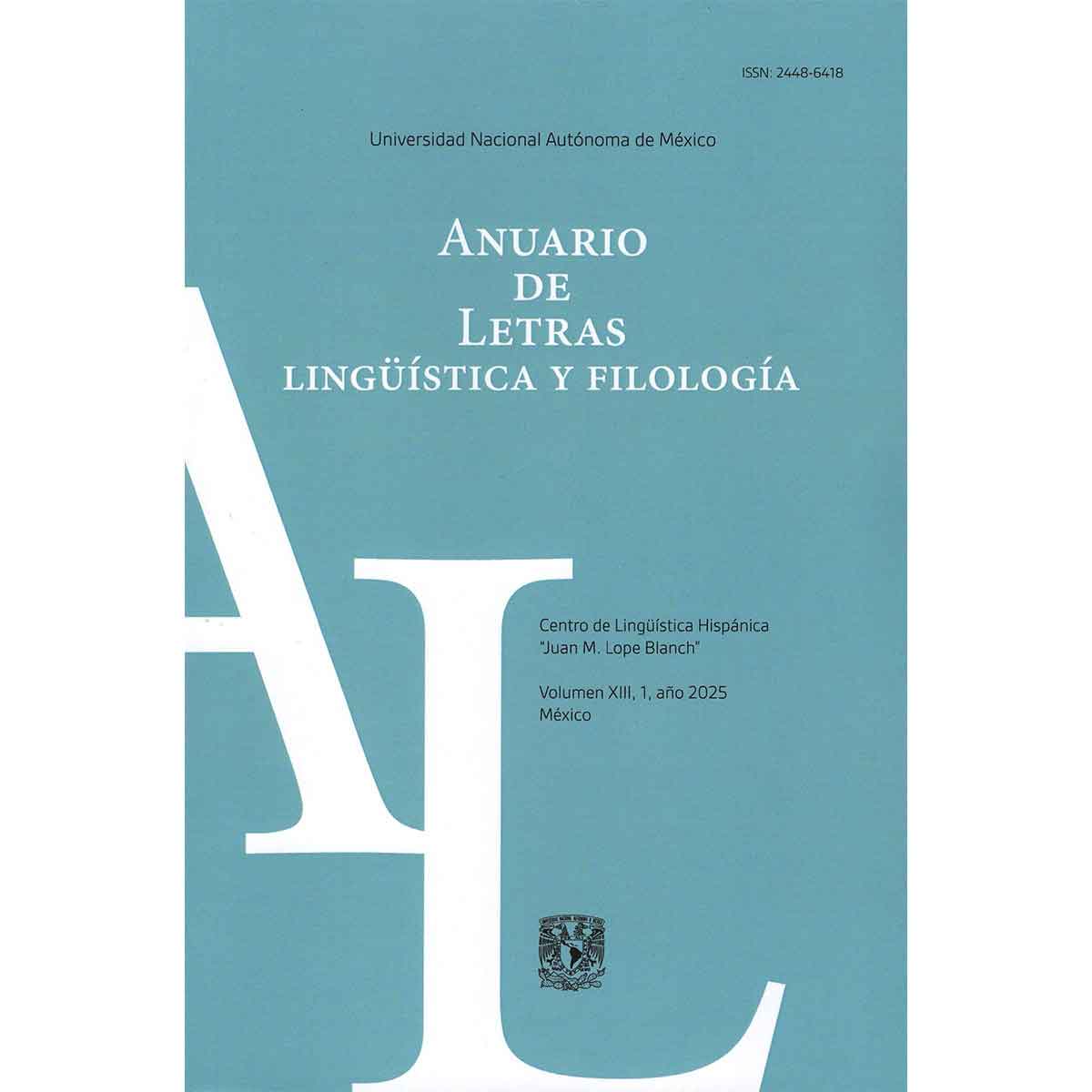 ANUARIO DE LETRAS VOLUMEN 13 NÚMERO 1