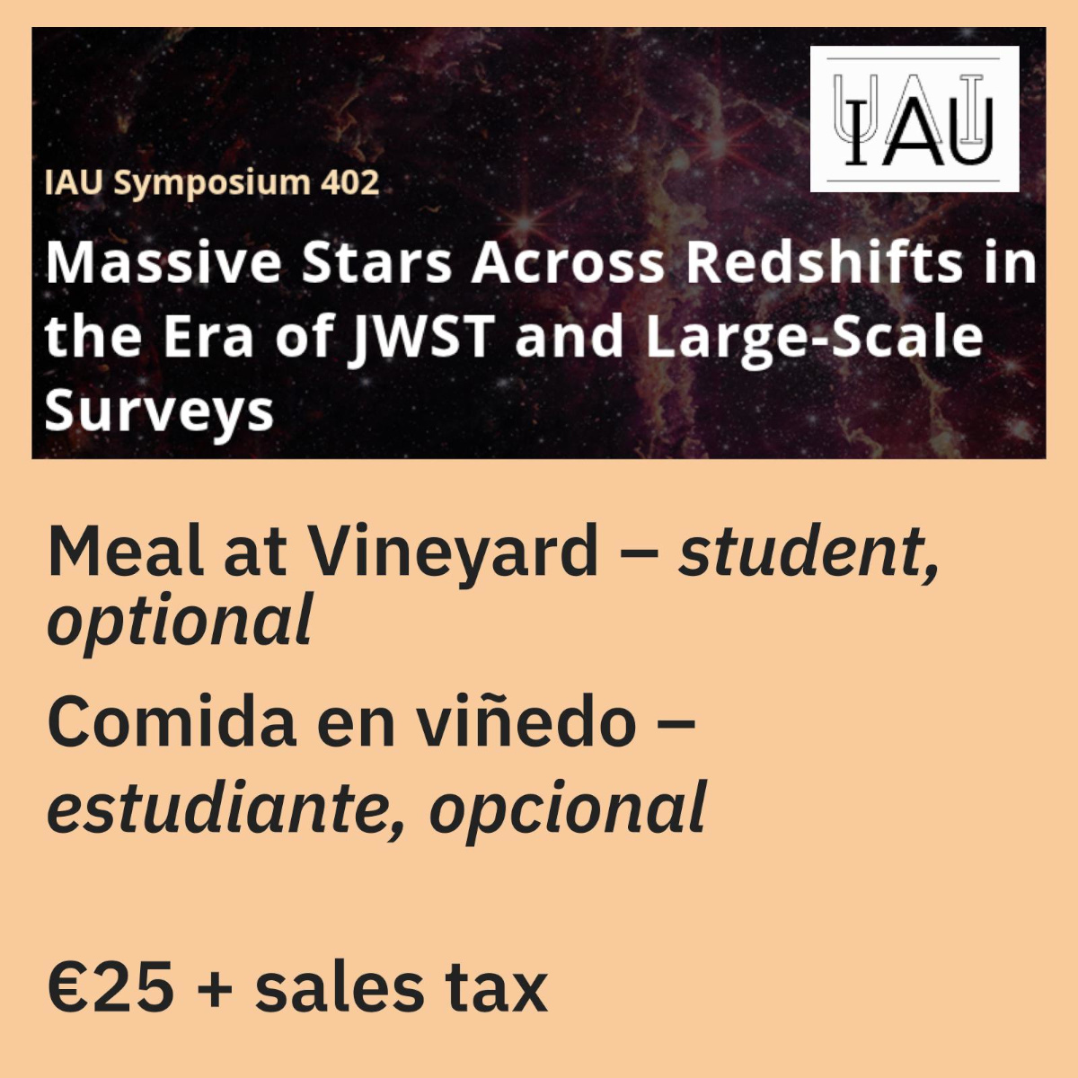 MEAL AT VINEYARD, IAUS 402, WITH STUDENT DISCOUNT CODE